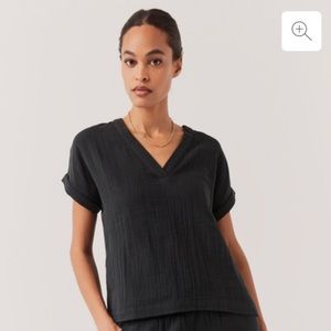 Pact Organic Coastal Daily Double Gauze Top Black M/L